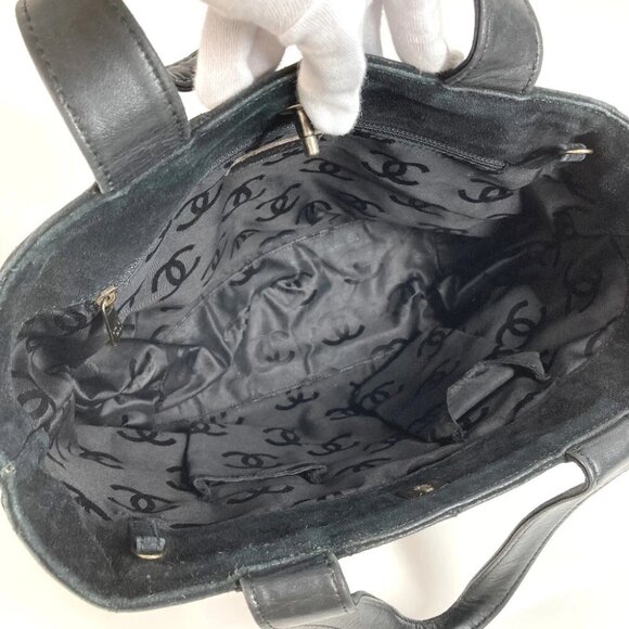 CHANEL Matelasse Quilted CC Mark turnlock Shoulder Bag 2WAY Tote Bag suede Black - Picture 2 of 16